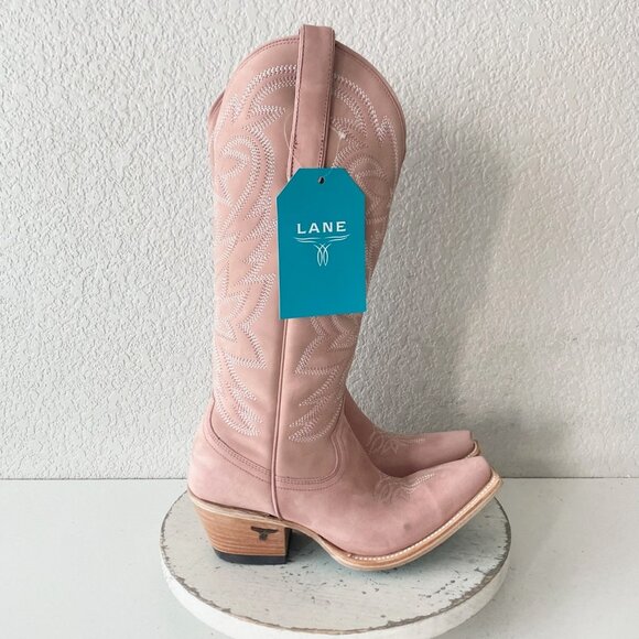 Lane SMOKESHOW Womens Cowboy Boots 7.5 Pink Western Cowgirl Mid Calf Pointed Toe - Picture 2 of 13
